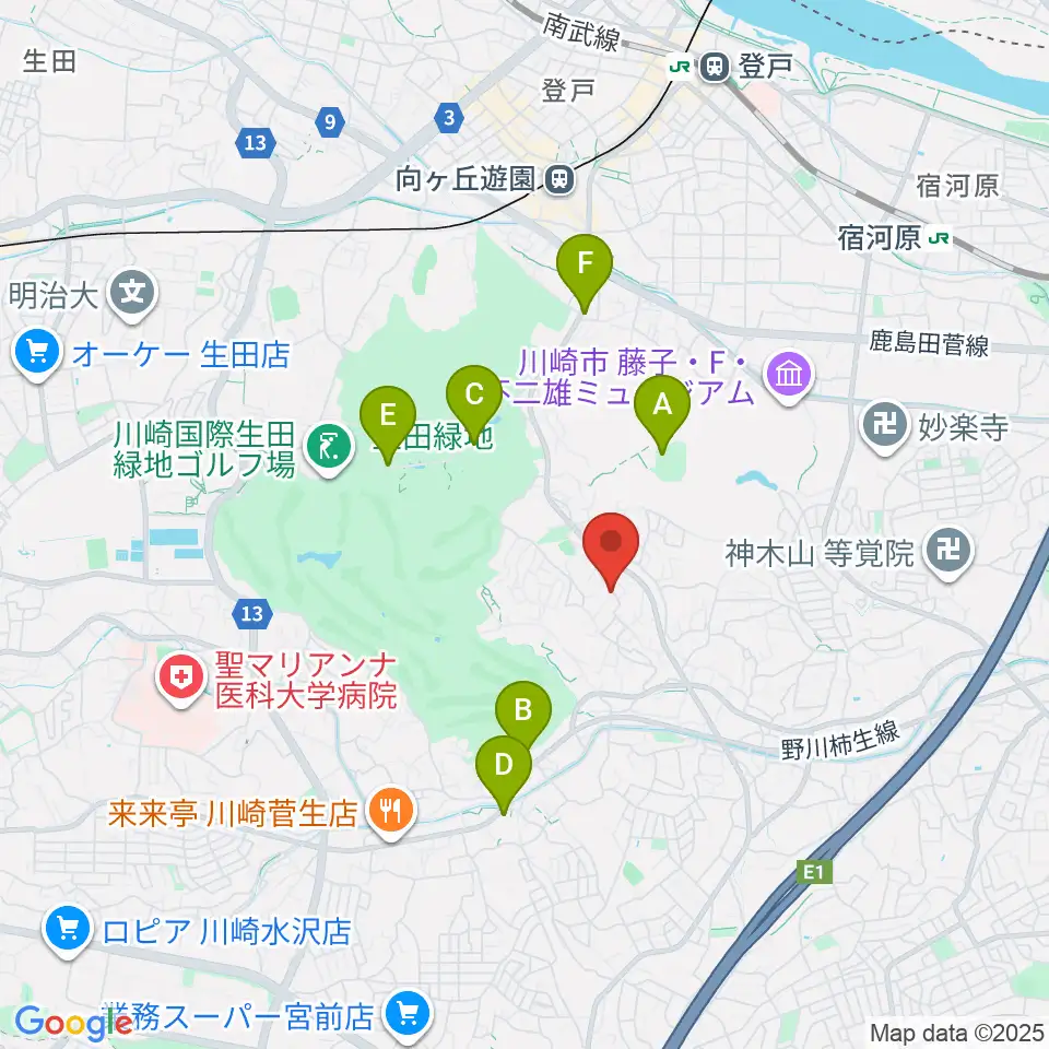 福田弦楽弓製作所周辺のカフェ一覧地図