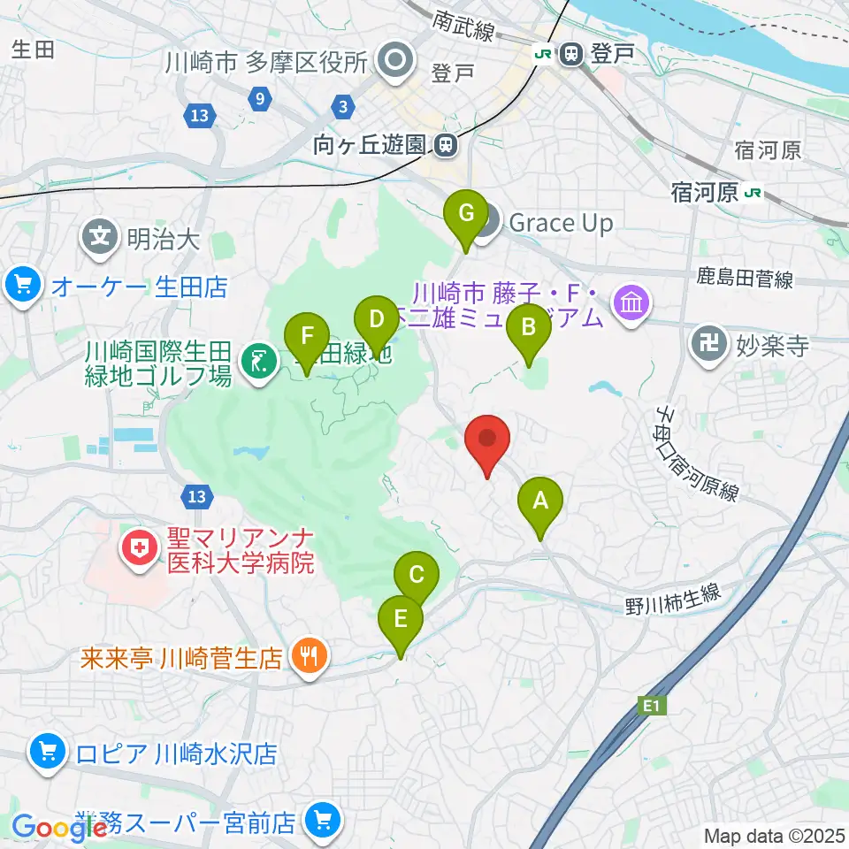 福田弦楽弓製作所周辺のカフェ一覧地図