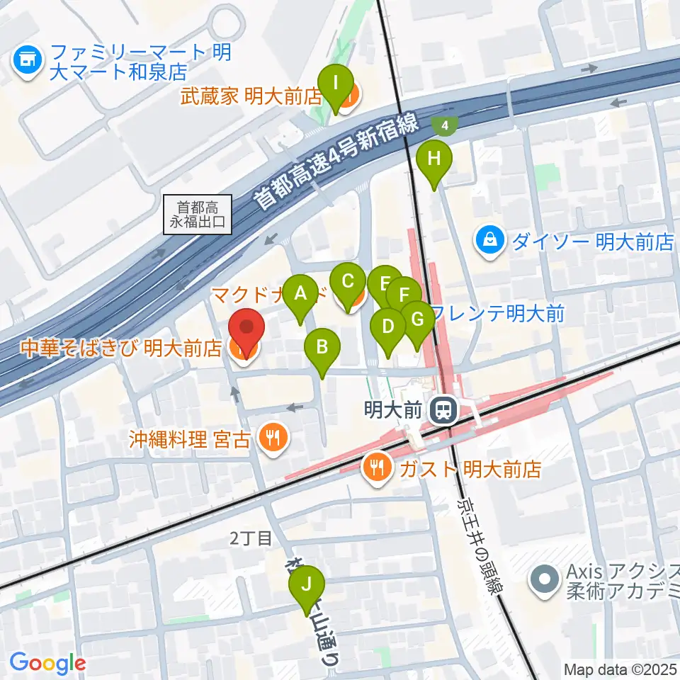 明大前LIVRE周辺のカフェ一覧地図