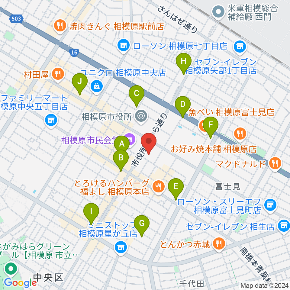 相模原市立あじさい会館周辺のカフェ一覧地図