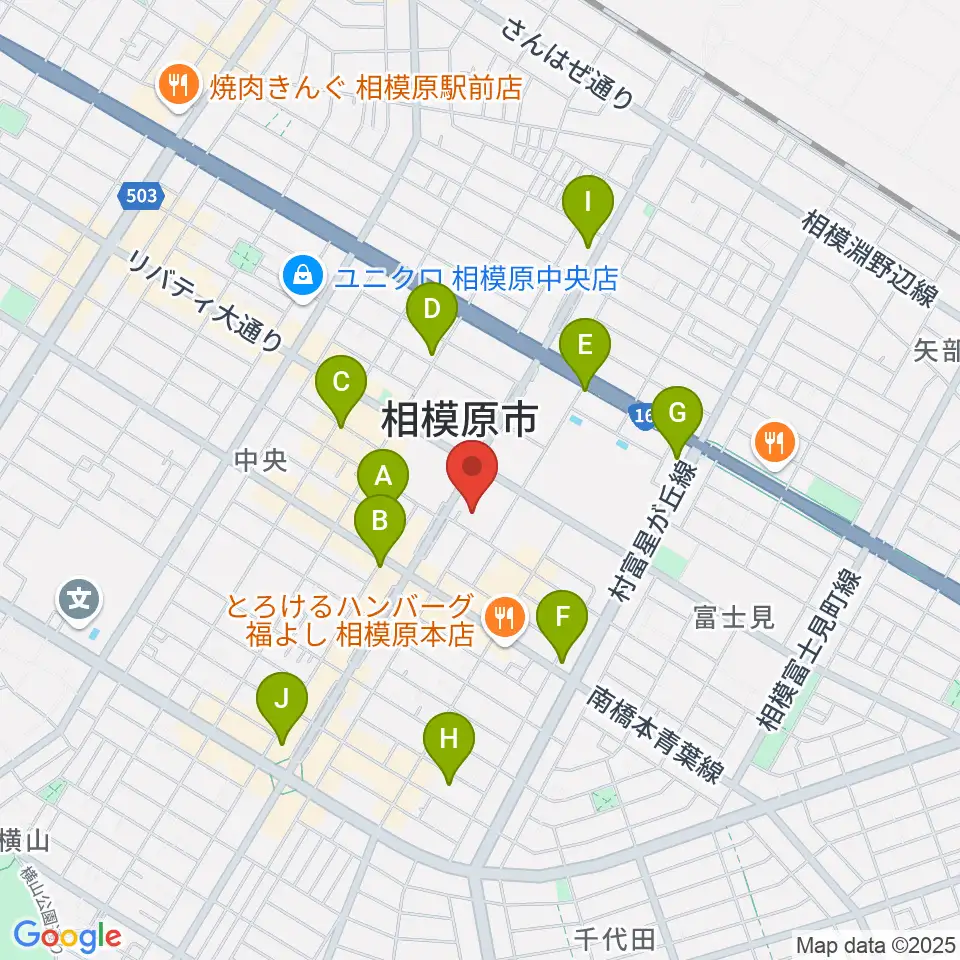 相模原市立あじさい会館周辺のカフェ一覧地図