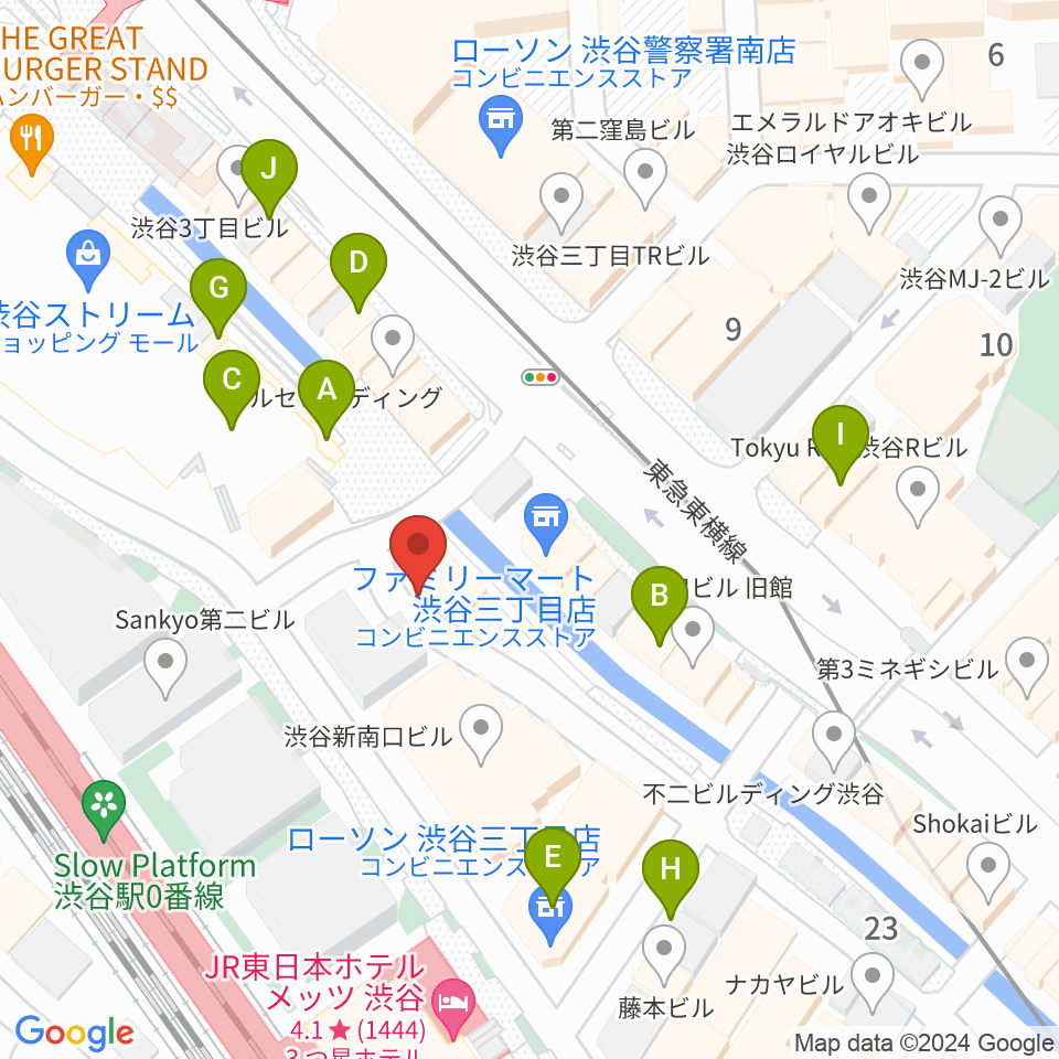 渋谷のラジオ周辺のカフェ一覧地図