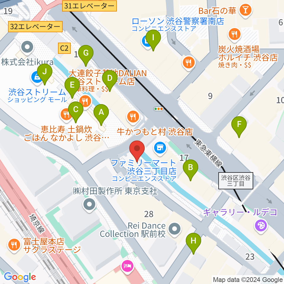 渋谷のラジオ周辺のカフェ一覧地図