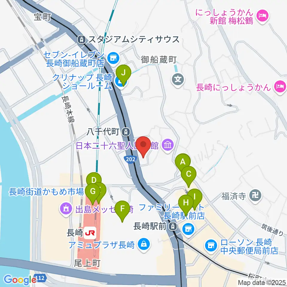 島村楽器 長崎駅前店周辺のカフェ一覧地図