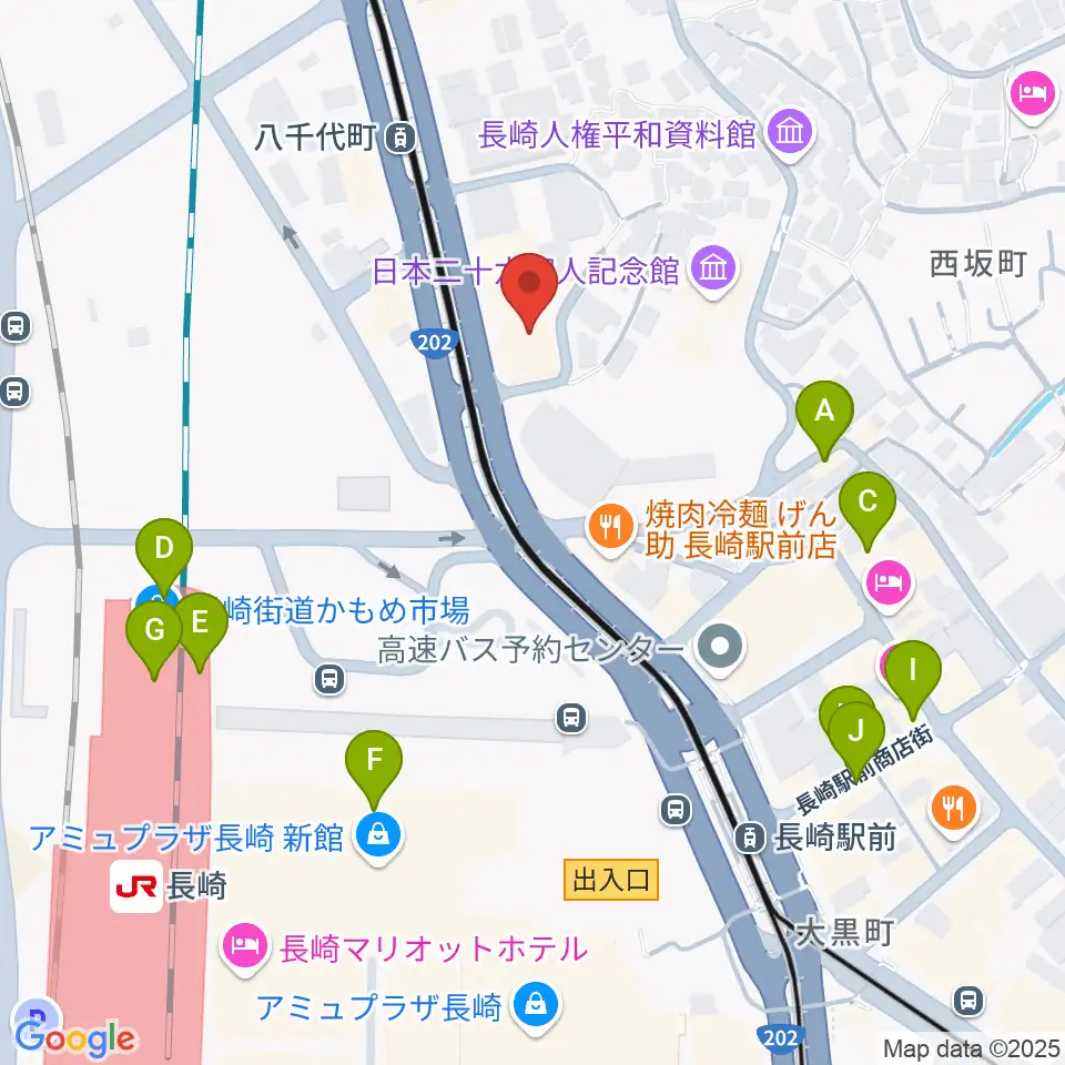 島村楽器 長崎駅前店周辺のカフェ一覧地図