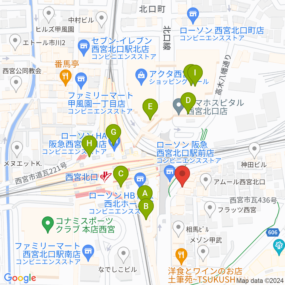 新響楽器 西宮北口オーパス店周辺のカフェ一覧地図