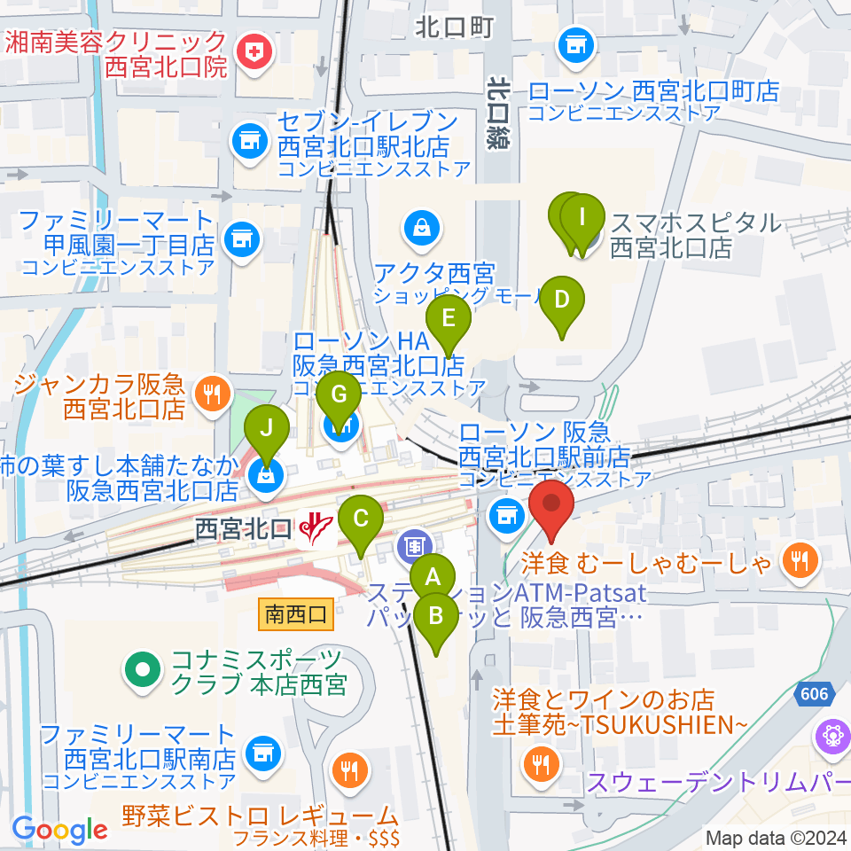 新響楽器 西宮北口オーパス店周辺のカフェ一覧地図