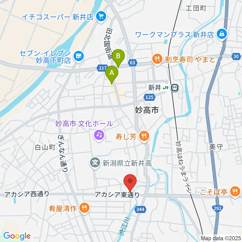 FMみょうこう周辺のカフェ一覧地図