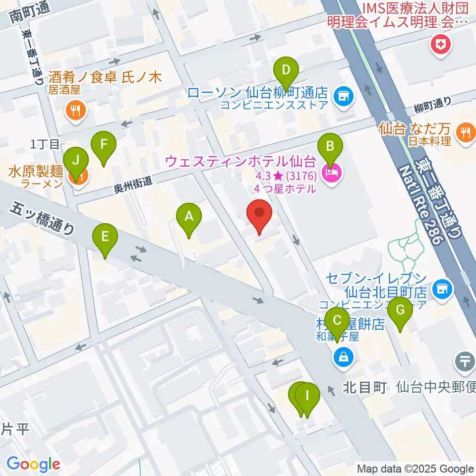 仙台BARTAKE周辺のカフェ一覧地図
