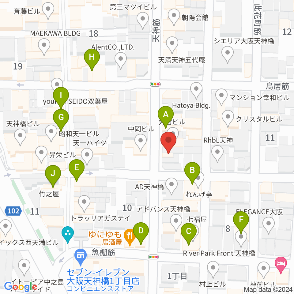 大阪天満宮 音凪周辺のカフェ一覧地図