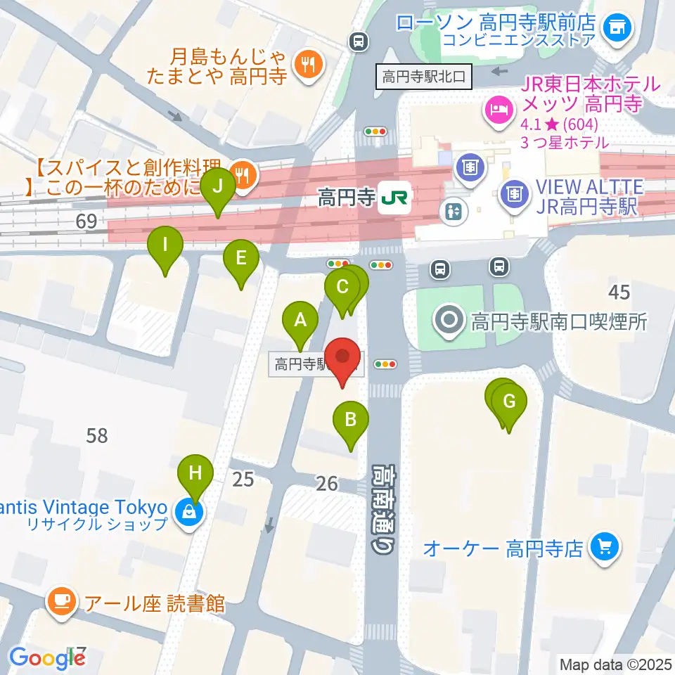高円寺AG22周辺のカフェ一覧地図