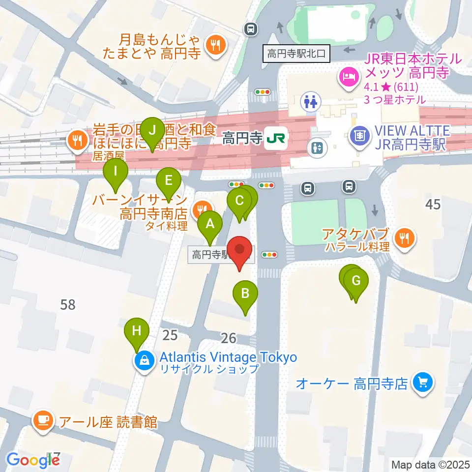 高円寺AG22周辺のカフェ一覧地図