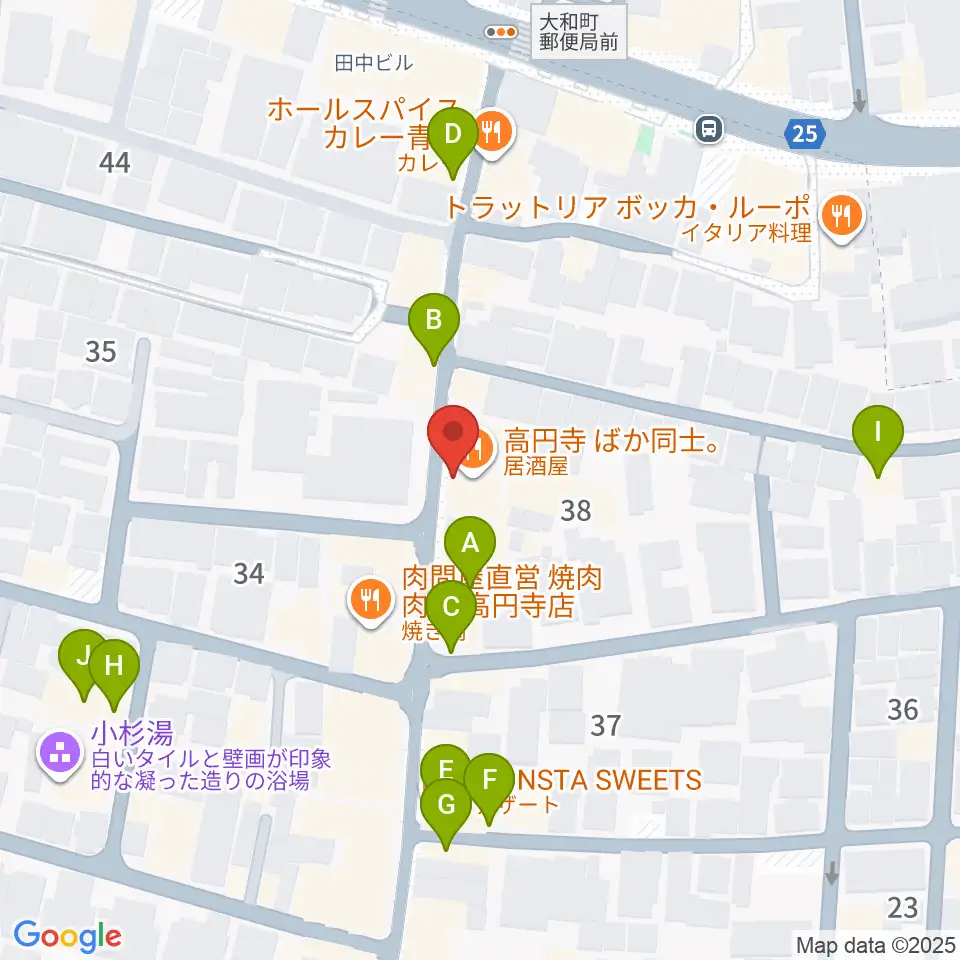 稲生座周辺のカフェ一覧地図