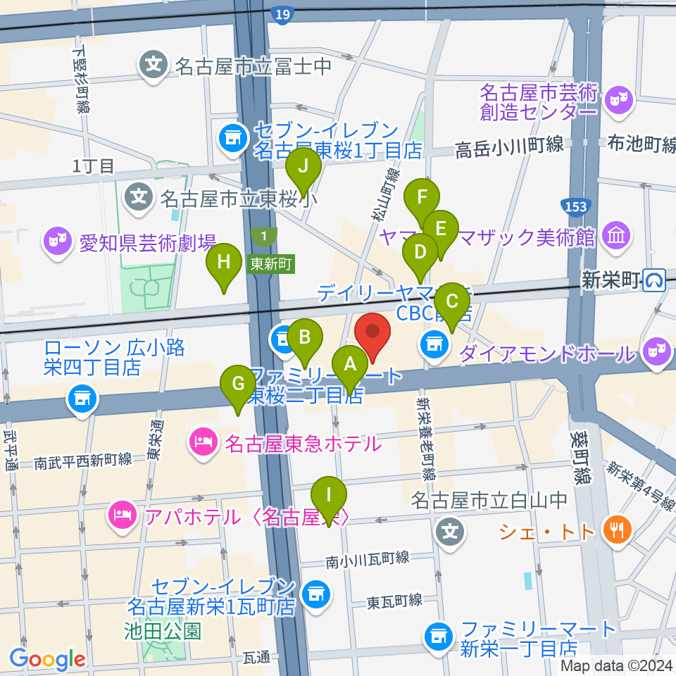 新栄RAD SEVEN周辺のカフェ一覧地図