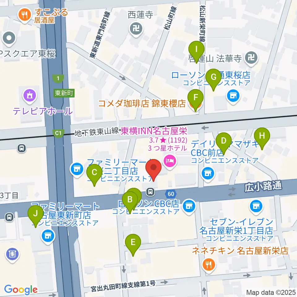 新栄RAD SEVEN周辺のカフェ一覧地図