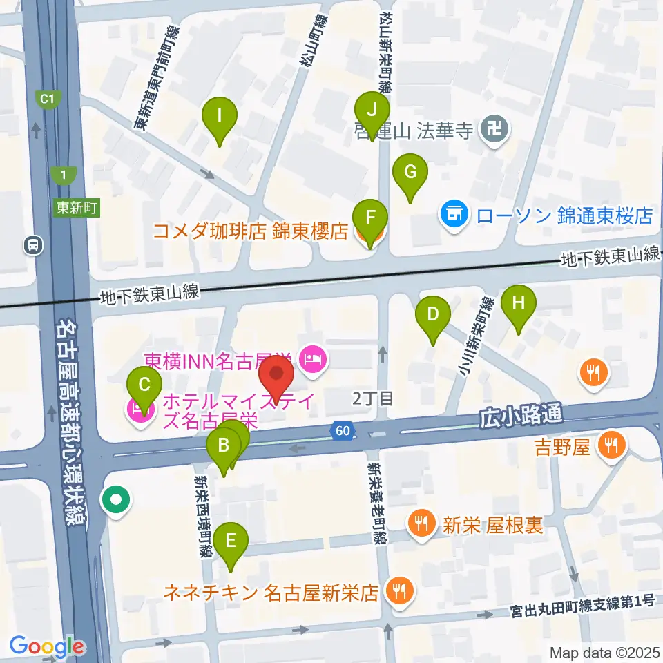 新栄RAD SEVEN周辺のカフェ一覧地図