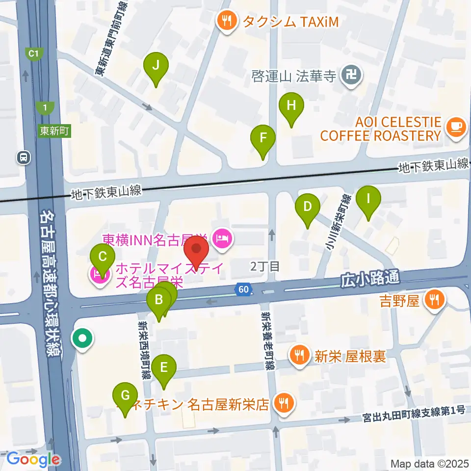 新栄RAD SEVEN周辺のカフェ一覧地図