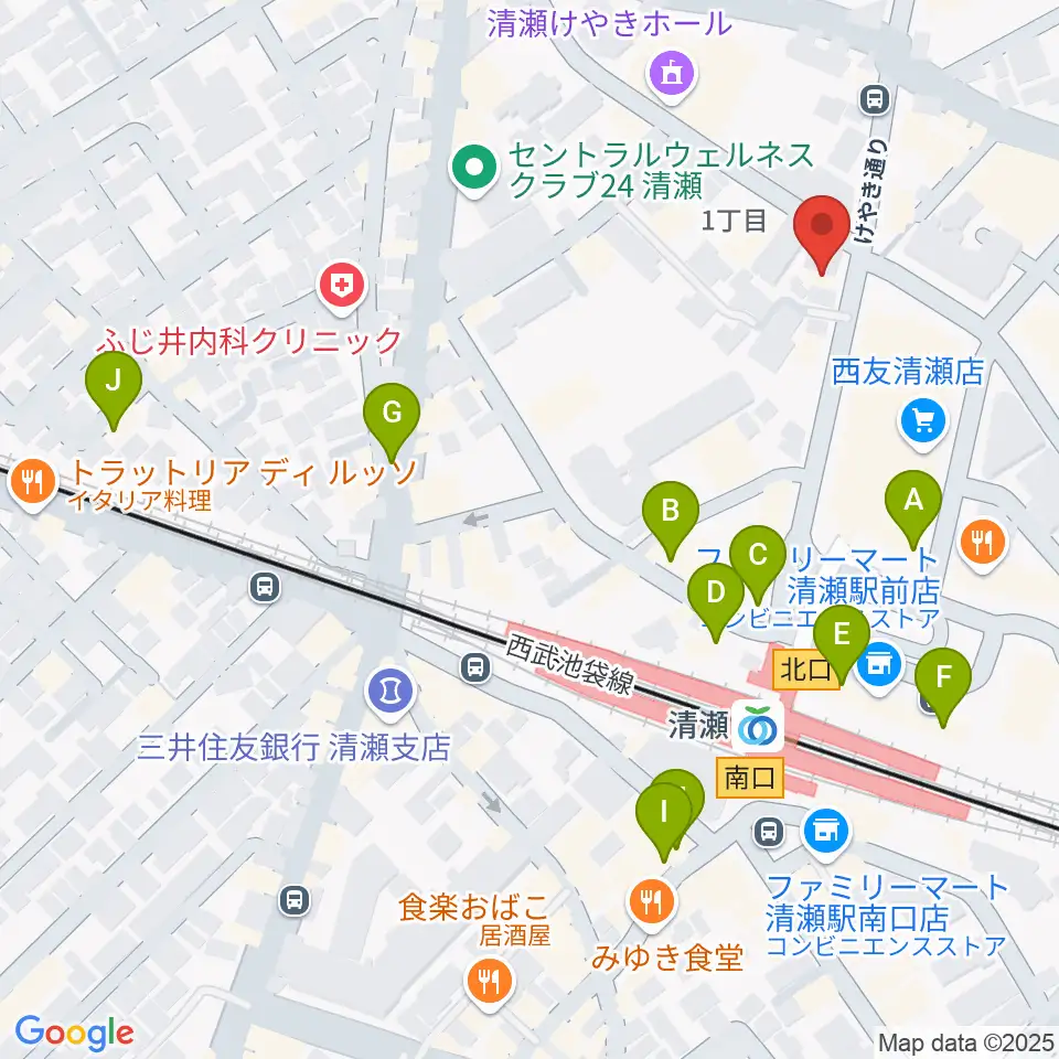 宮地楽器 清瀬センター周辺のカフェ一覧地図