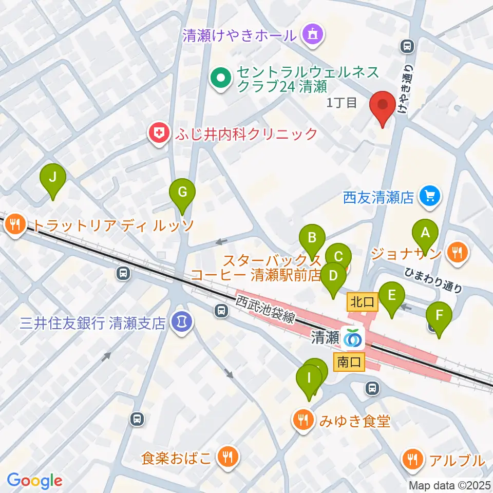 宮地楽器 清瀬センター周辺のカフェ一覧地図