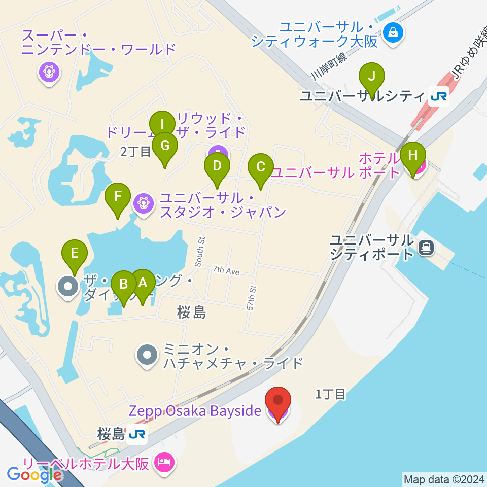 Zepp大阪ベイサイド周辺のカフェ一覧地図