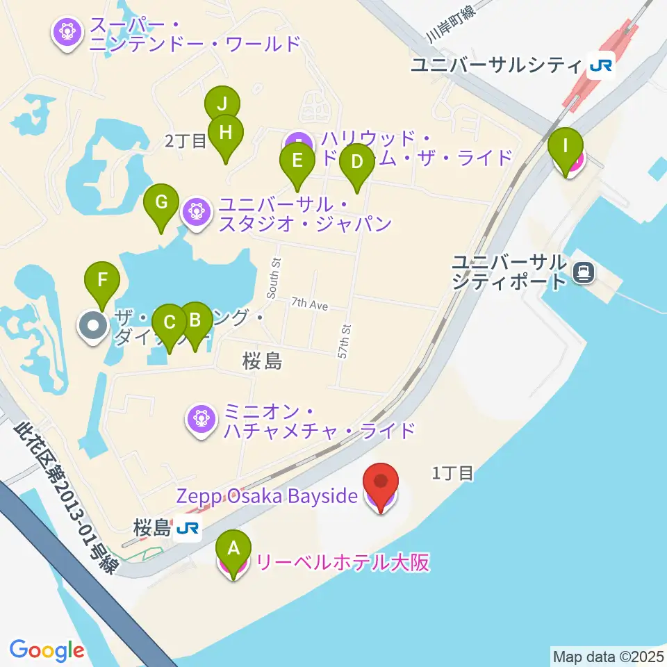 Zepp大阪ベイサイド周辺のカフェ一覧地図