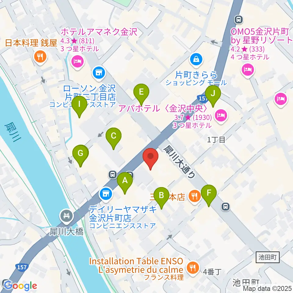 金沢エイトホール周辺のカフェ一覧地図