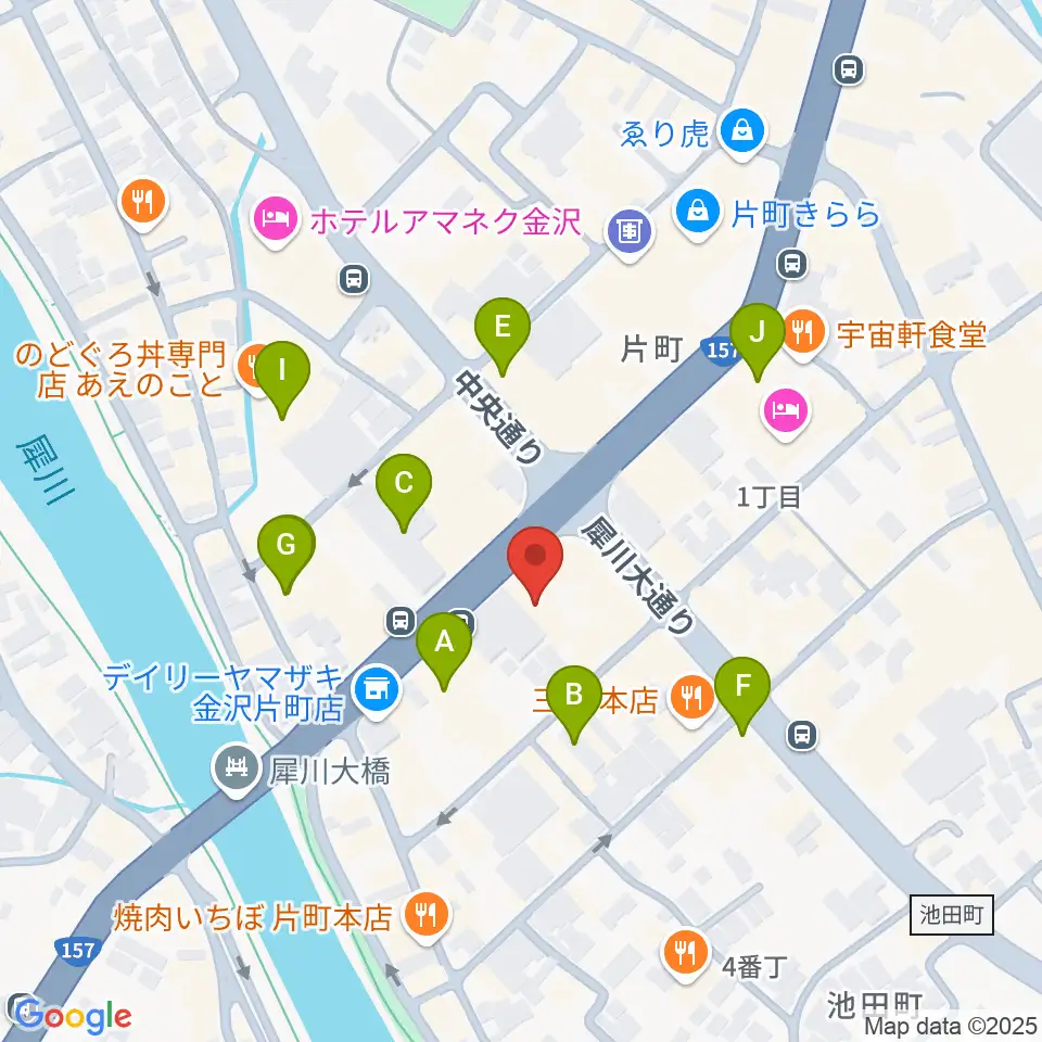 金沢エイトホール周辺のカフェ一覧地図