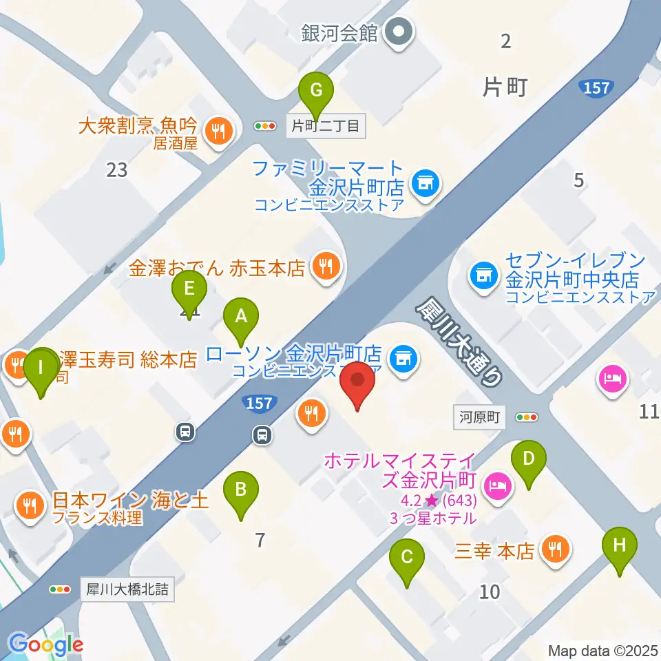 金沢エイトホール周辺のカフェ一覧地図