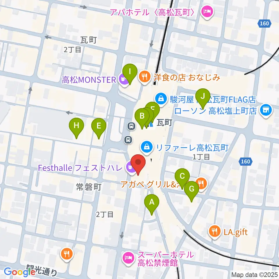 高松フェストハレ周辺のカフェ一覧地図