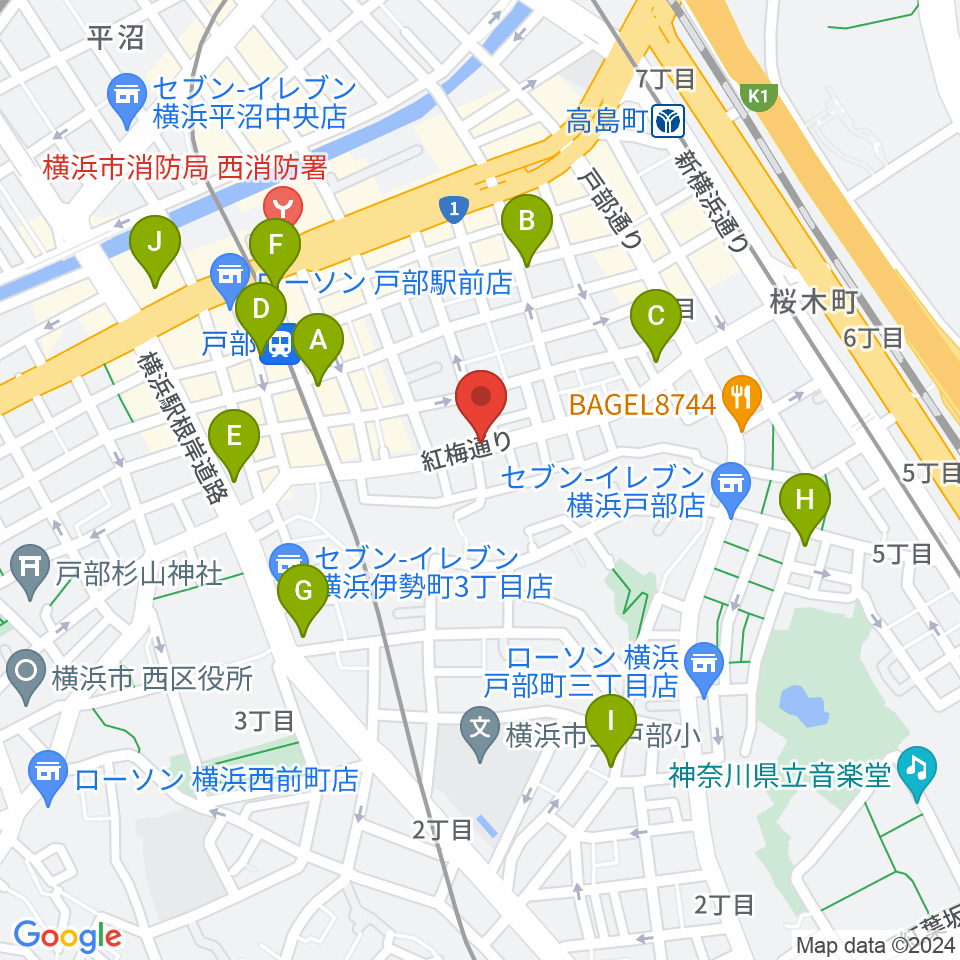 ボヌールサロン周辺のカフェ一覧地図