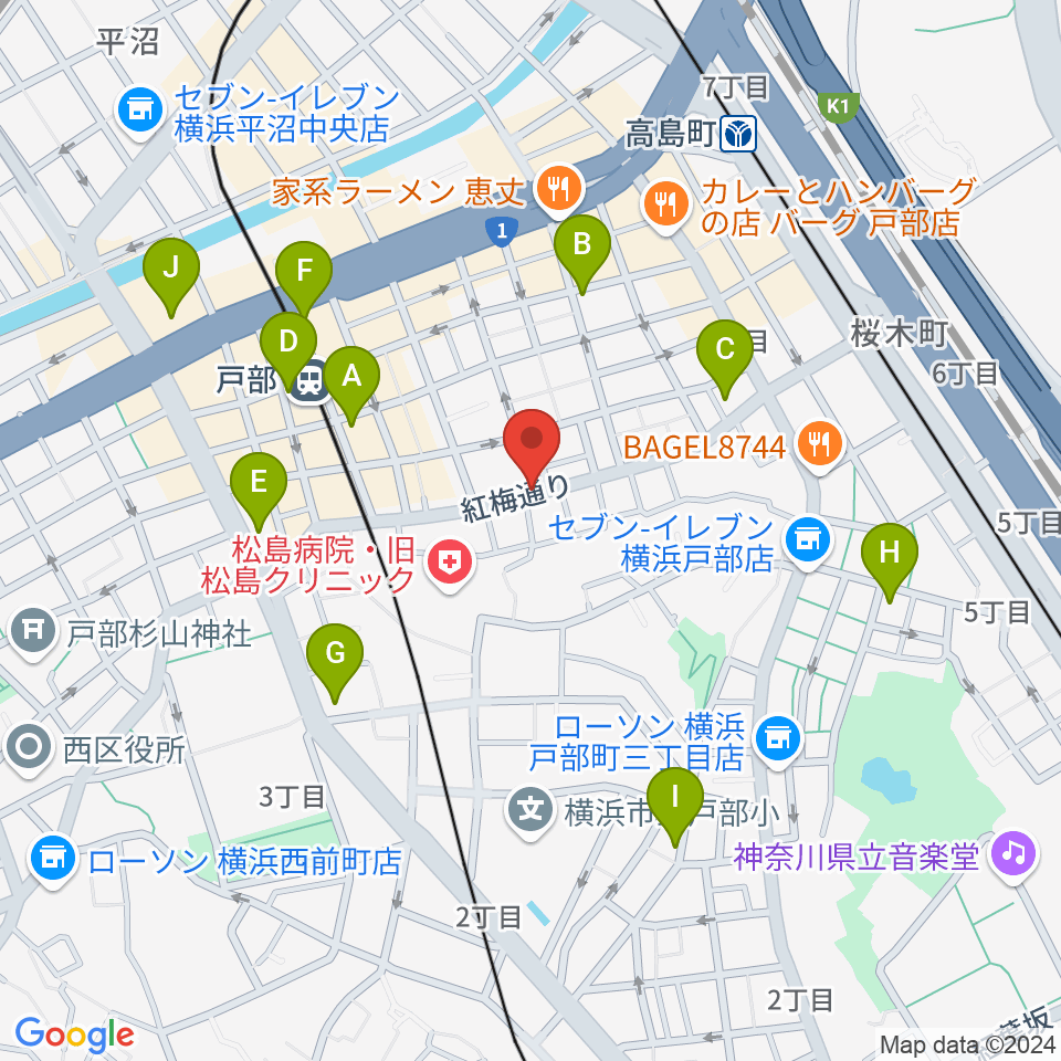 ボヌールサロン周辺のカフェ一覧地図