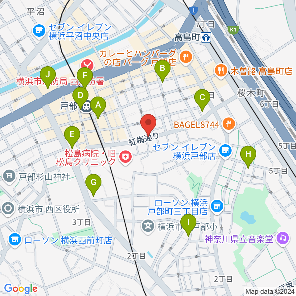 ボヌールサロン周辺のカフェ一覧地図