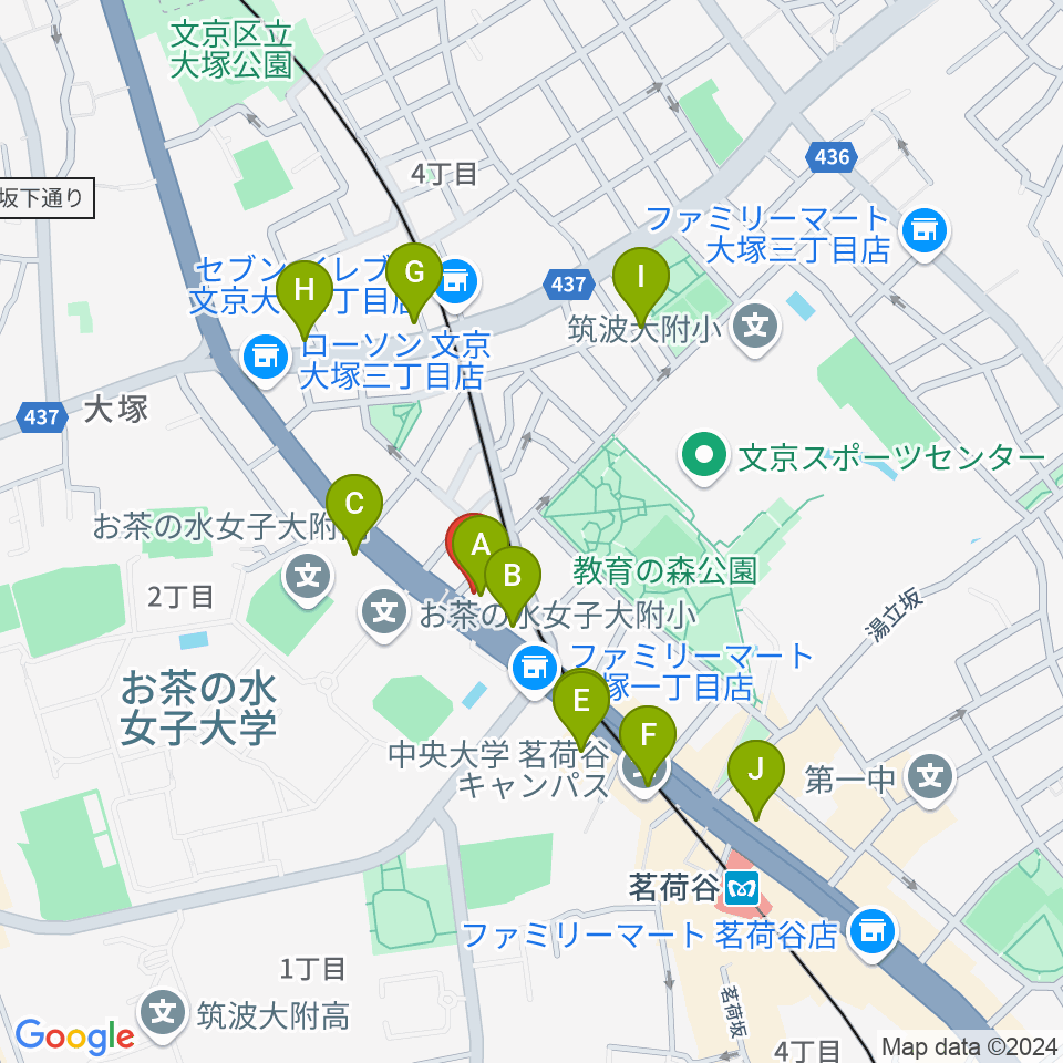 茗荷谷ガレリアカフェ ユー周辺のカフェ一覧地図