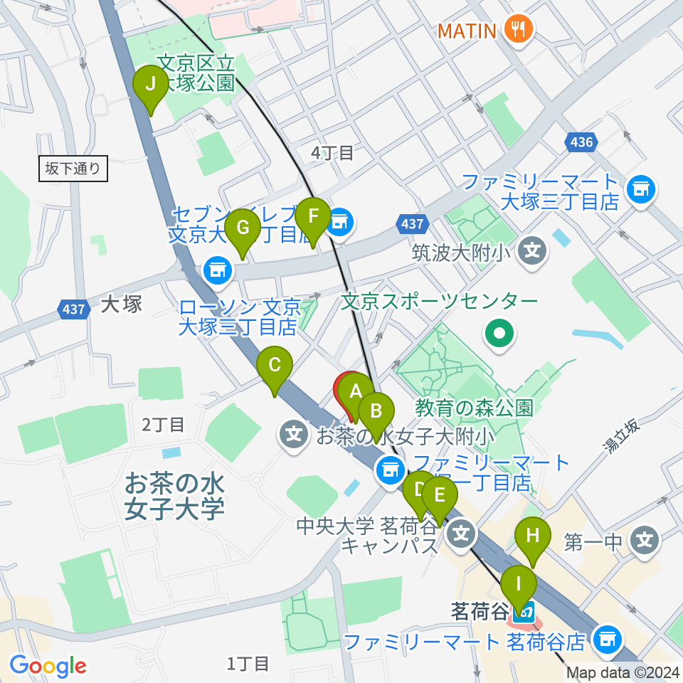 茗荷谷ガレリアカフェ ユー周辺のカフェ一覧地図