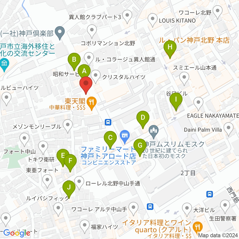 神戸BIG APPLE周辺のカフェ一覧地図