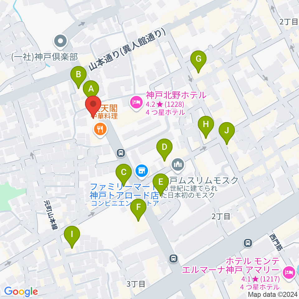 神戸BIG APPLE周辺のカフェ一覧地図