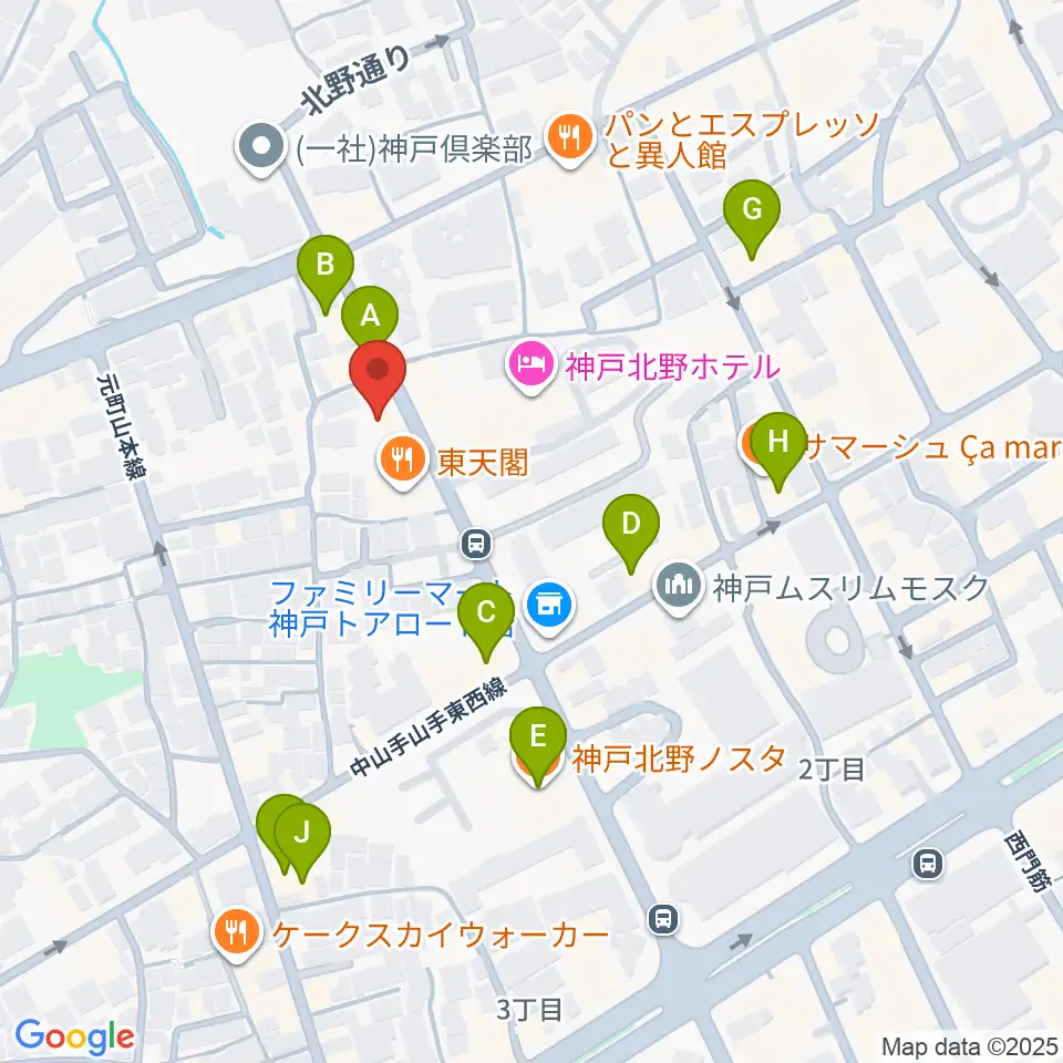 神戸BIG APPLE周辺のカフェ一覧地図