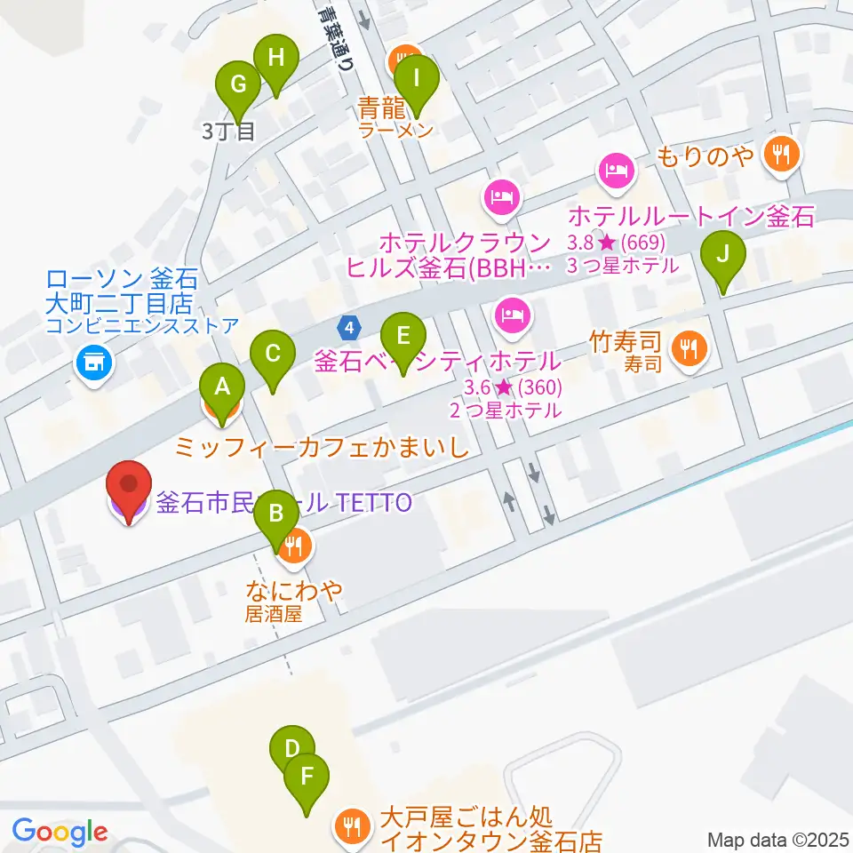 釜石市民ホールTETTO周辺のカフェ一覧地図