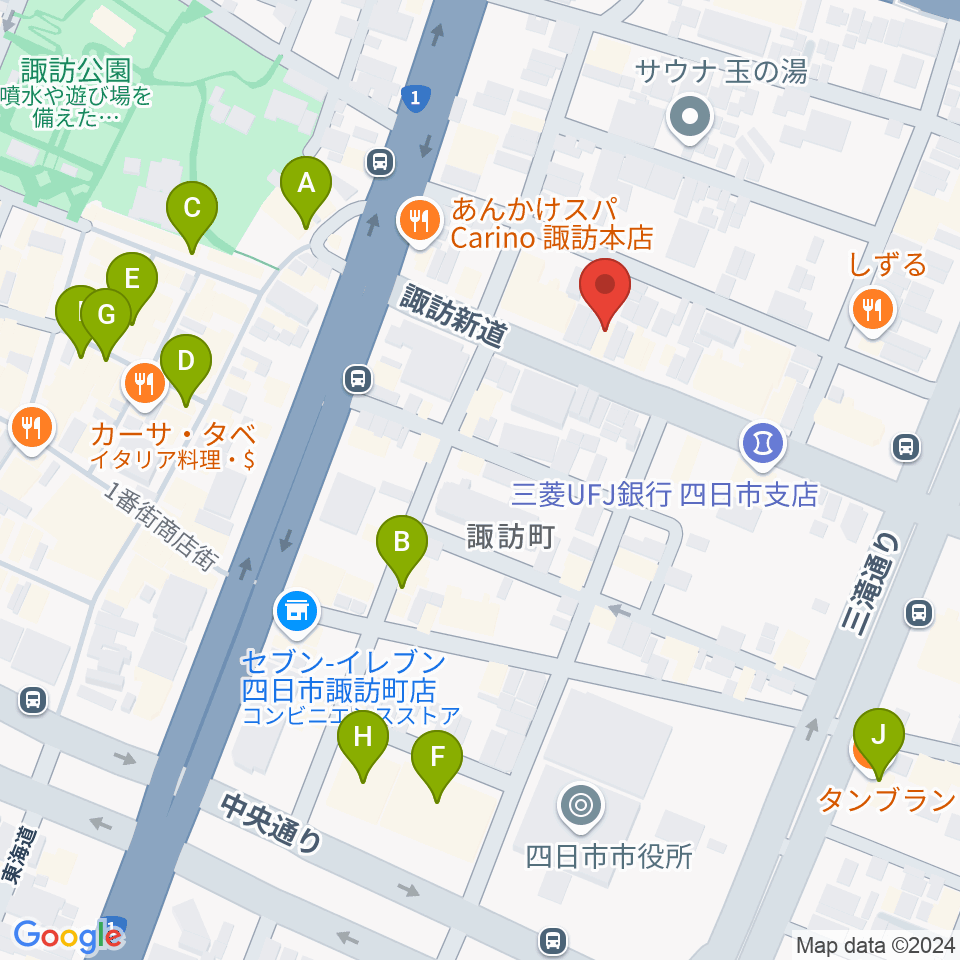 四日市シックスティシックス周辺のカフェ一覧地図