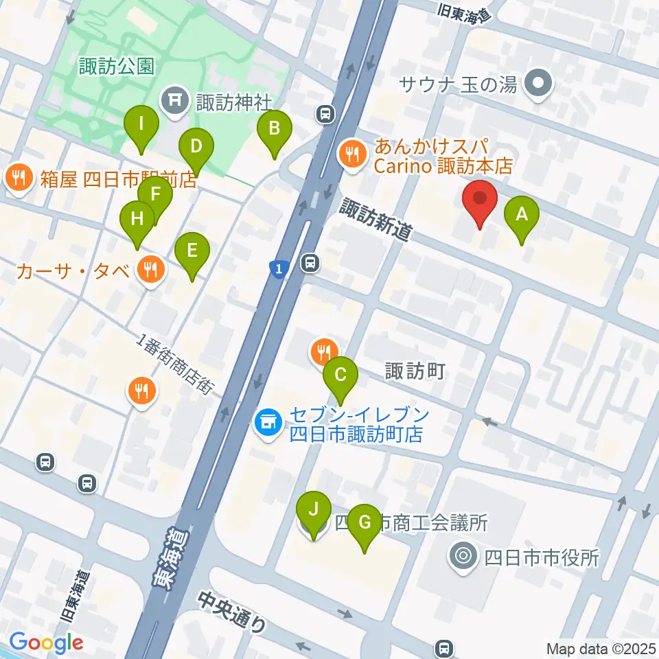 四日市シックスティシックス周辺のカフェ一覧地図
