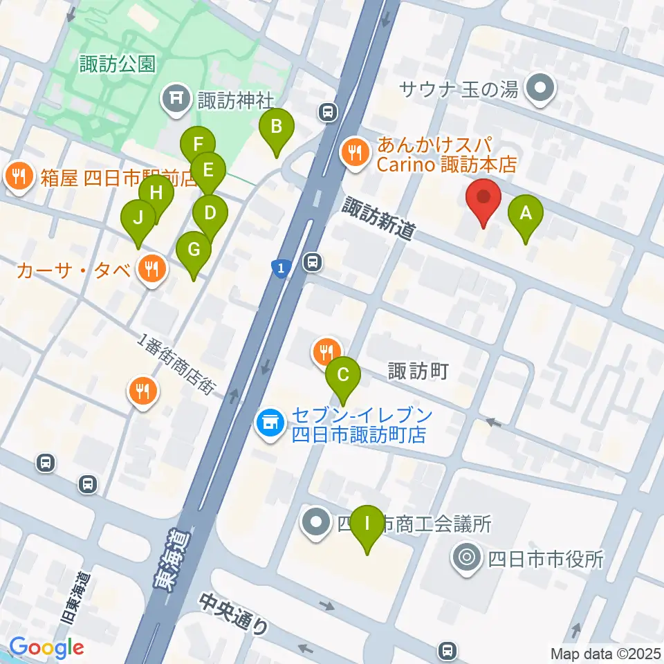 四日市シックスティシックス周辺のカフェ一覧地図
