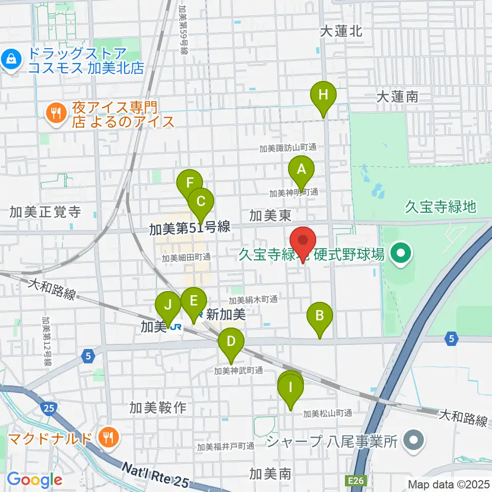Gombo Bass Guitars周辺のカフェ一覧地図