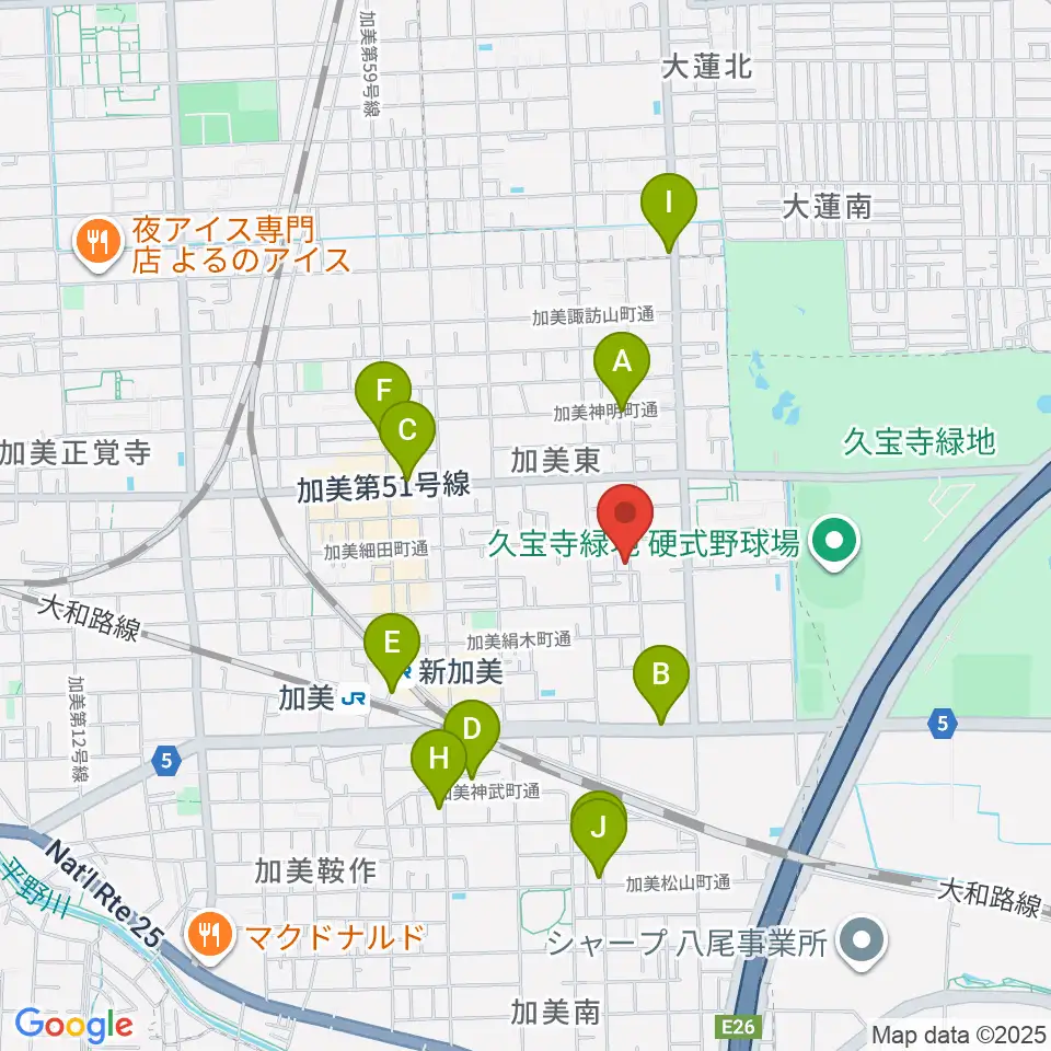 Gombo Bass Guitars周辺のカフェ一覧地図