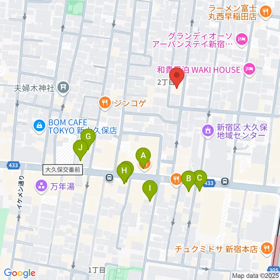 音楽センターおんがく教室周辺のカフェ一覧地図