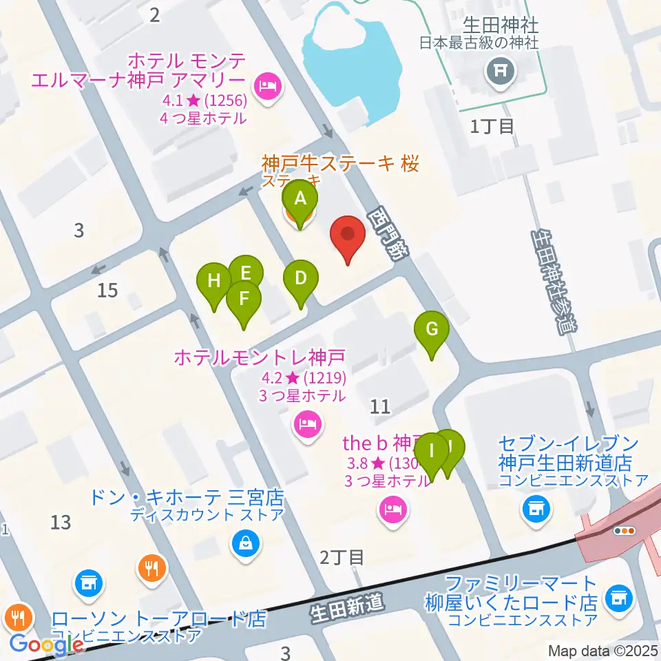 神戸チキンジョージ周辺のカフェ一覧地図