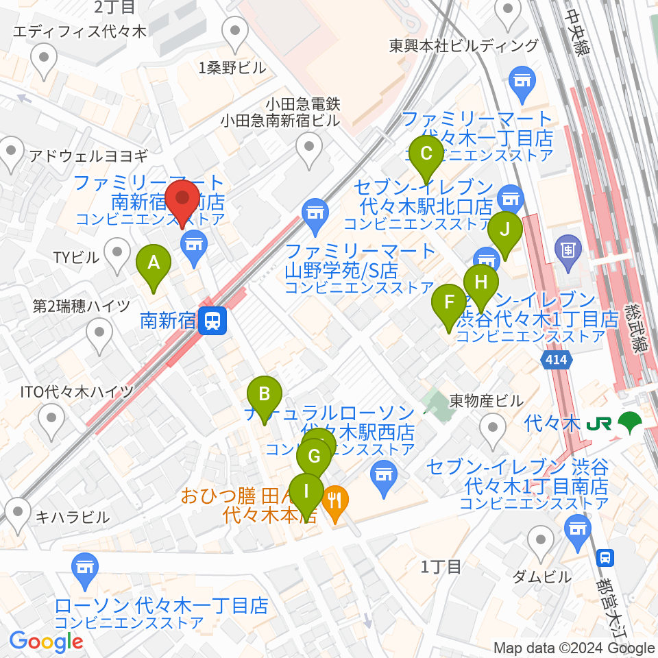 BC WORLDスタジオ周辺のカフェ一覧地図