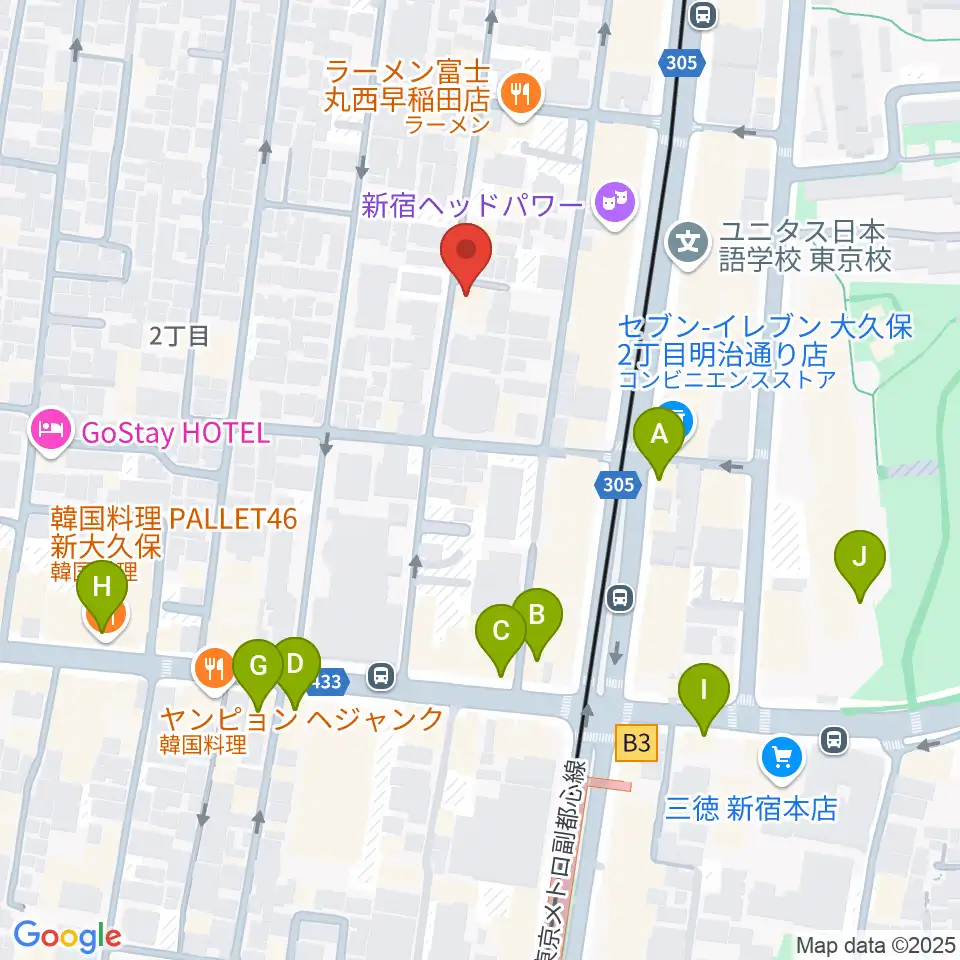 プリメラギター社周辺のカフェ一覧地図