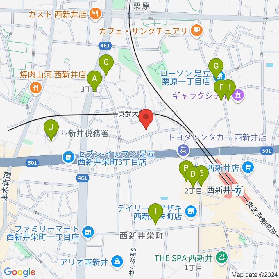 ケン・ミュージック周辺のカフェ一覧地図