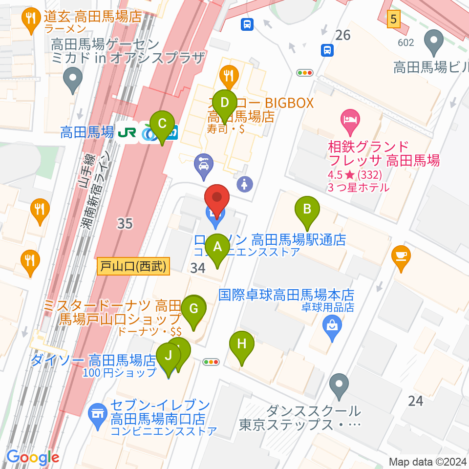 カナリアミュージックスタジオ周辺のカフェ一覧地図