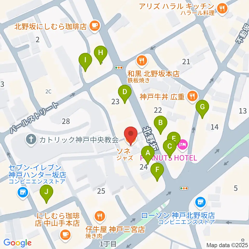 神戸SONE周辺のカフェ一覧地図